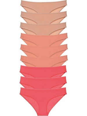 Royaleks 9 Adet Süper Eko Set Likralı Kadın Slip Külot Ten Pudra Fuşya