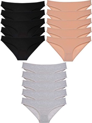 Royaleks 15 Adet Süper Eko Set Likralı Kadın Slip Külot Siyah Ten Gri