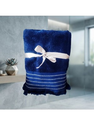 Erca Home Tekstil Ürünleri 50*90 Ebatında %100 Pamuklu Lacivert Ikili Yüz Havlusu