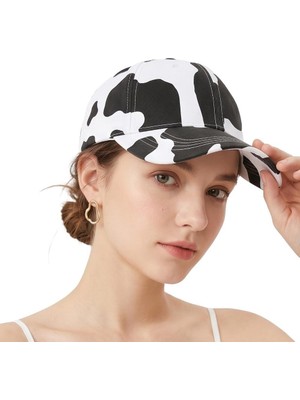 Valkyrie Inek Desenli Kadın Şapka Ayarlanabilir Baseball Cap Siyah Beyaz Spor Günlük Unisex