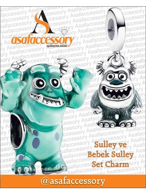 Asaf Accessory Sulley ve Bebek Sulley Set Charm Gümüş