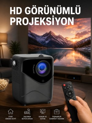 Alkasaz Yüksek Hd Görünümlü Taşınabilir Projeksiyon Cihazı