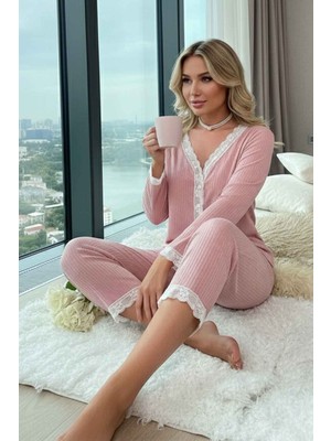 Merry See Ribanalı Dantel Detay Iki Parça Pijama Takım