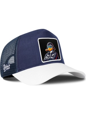 BlackBörk Duckside Logolu  Cordura Beyaz-Lacivert Trucker Şapka
