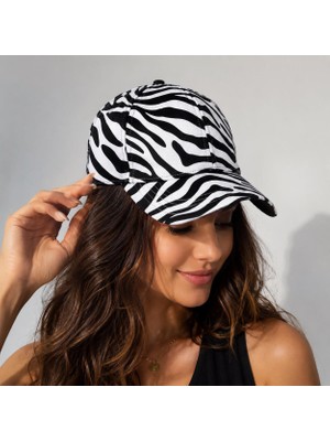 Valkyrie Zebra Desenli Kadın Şapka Ayarlanabilir Baseball Cap Siyah Beyaz Spor Günlük Şapka