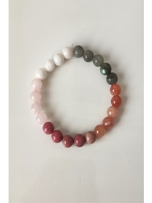 c-bhadu naturel Sertifikalı 8 mm Ay Taşı, Güneş Taşı, Labradorit, Pembe Kuvars, Rodonit Doğaltaş Bileklik
