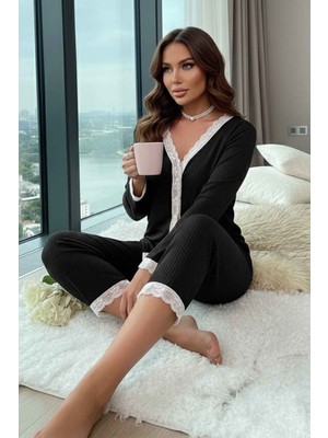 Merry See Ribanalı Dantel Detay Iki Parça Pijama Takım