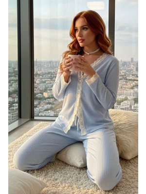 Merry See Ribanalı Dantel Detay Iki Parça Pijama Takım