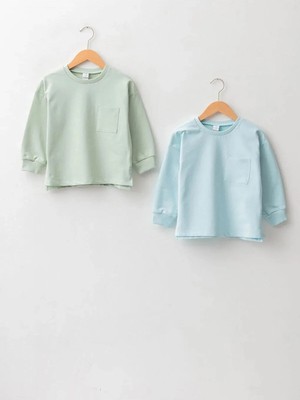 LC Waikiki Lcw Baby Yeşil Bisiklet Yaka Uzun Kollu Basic Erkek Bebek Sweatshirt 2'li