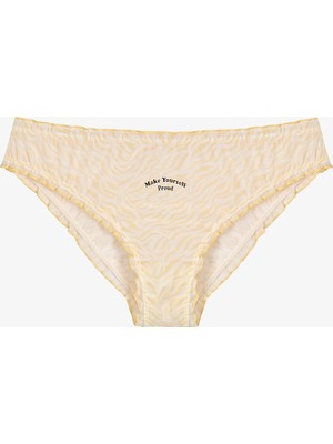 Penti Pastel Sarı Confident Zebra Desenli Slip Külot