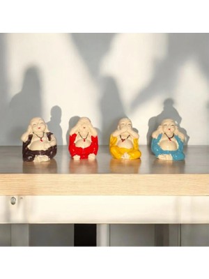 Niyet 4'lü Dekoratif Hint Buda Polyester Biblo