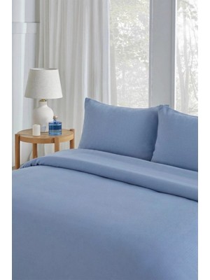 Özdilek -Colourist Indigo- Bamboo Lastikli Çarşaflı Tek Kişilik Pike Takımı