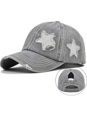 Valkyrie Vintage Yıldız Nakışlı Gri Şapka Unisex Ayarlanabilir Pamuk Baseball Cap Eskitme Spor Şapka