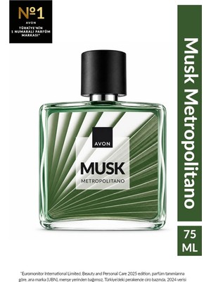 Avon Musk Metropolitano Erkek EDT Parfüm 75 ml Odunsu Koku ile Şehrin Karmaşasında Güçlü Hisset