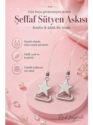 Red İç Giyim Ultra Ince Yıldız Desenli Görünmez Ayarlanabilir Şeffaf Sütyen Askısı-Elbise ve Bluzlara Şık Dokunuş