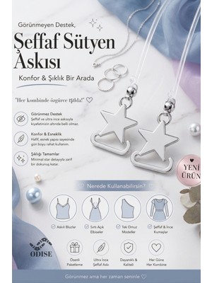 Odise Ultra Ince Yıldız Desenli Görünmez Ayarlanabilir Şeffaf Sütyen Askısı-Elbise ve Bluzlara Şık Dokunuş