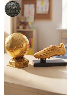 Craft 3d Atölye Altın Ayakkabı (17cm ) Ve Ballon D'or (15 Cm)-  Paketi İle Beraber  Beton Büst/Figür/Biblo