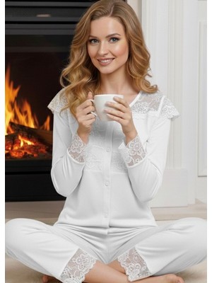 Semira Ekru Penye Pijama Takımı - 1567
