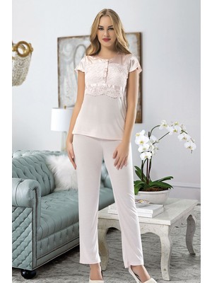Semira Pudra Penye Pijama Takımı - 1417
