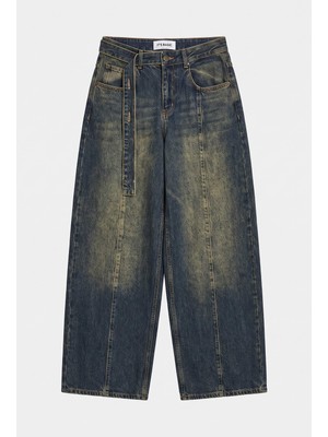 It's Basic Kadın Tint Kot Rengi 2W6-11 Baggy Kemerli Orta Bel Denim Jean