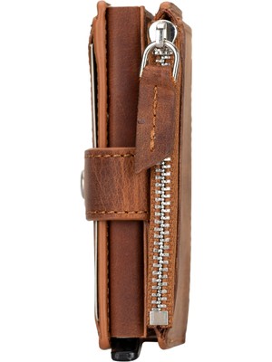 BloominBag Siena Saddle Brown Mekanizmalı Deri Cüzdan & Kartlık (Rfıd Korumalı)