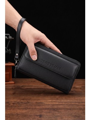 Vanilla Collection Kişiye Özel İsim Baskılı El Portföyü Cüzdan Telefon Bölmeli Fermuarlı Unisex
