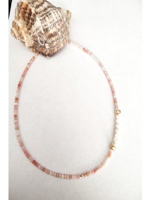 c-bhadu naturel Sertifikalı 3 mm Pembe Opal, Gerçek Inci Doğaltaş Kolye