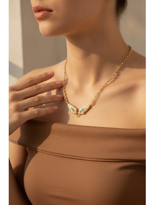 Utterly Good Serenay Kolye Pirinç Gold Renk Zirkon Taşlı Kadın Kolye
