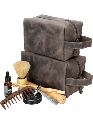BloominBag Voyage Cocoa Brown Hakiki Deri Dopp Kit – x Large