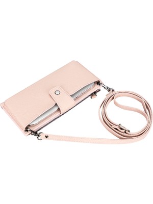 BloominBag Lozan Blush Carnation Deri Çapraz Askılı Telefon Bölmeli Cüzdan & Telefon Çantası