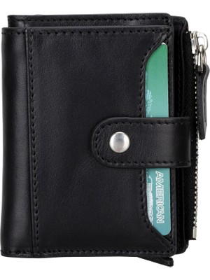 BloominBag Siena Noir Black Mekanizmalı Deri Cüzdan & Kartlık (Rfıd Korumalı)