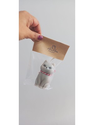 Dekoratif Vanilya Kokulu Mum & Dekoratif Gri Kedi Mum