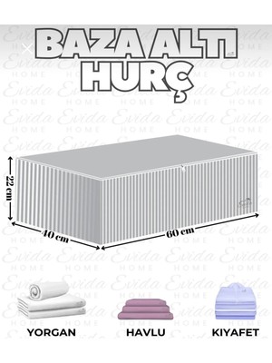 Empressco 10 Adet Antrasit Çizgili Büyük Boy Baza Altı ve Çekyat Hurç - 65X45X22 cm - Organizer.