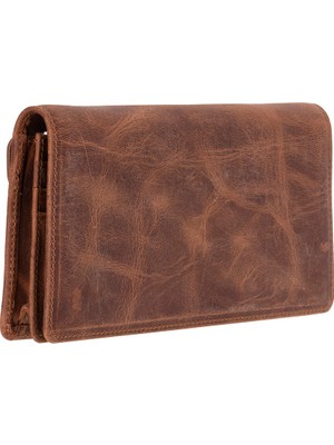 BloominBag Celestina Saddle Brown Hakiki Deri Telefon Bölmeli Cüzdan-Azami iPhone 17 Pro Max Uyumlu