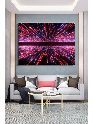 Şehber Yatay Kanvas Tablo Tekli Ev Kafe Ofis Kozmik Fonda Big Bang Galaxy Horizon Soyut 2836