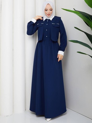 Rd Misstanbul Collection Gömlek Yaka Cep Taş Detaylı Elbise