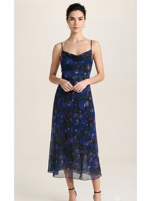 Blouse Çokrenkli Ince Askılı Vücuda Oturan Tül Elbise