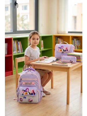 Duhay Kore Desenli Kız Çocuk Okul Çantası Seti Termal Beslenmeli ve Kalemlikli Sırt Çantası