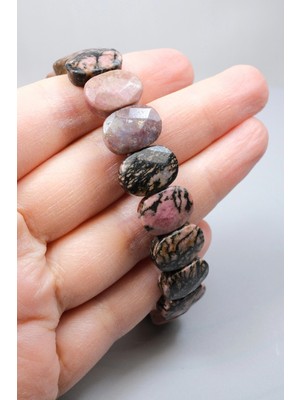 Healcrystal Kalbin Duygusal Şifası ve Zarafet: Oval Kesim Rodonit Doğal Taş Bileklik