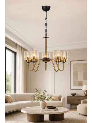 Esslight Lumina 5’li Eskitme Kristal Taşlı Salon Mutfak Yatak Odası Avizesi