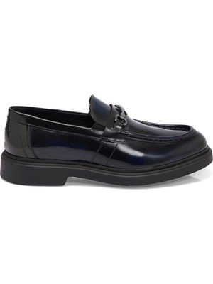 Tergan Lacivert Hakiki Deri Erkek Loafer - E25S1AY57378-G70