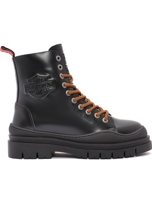Harley Davidson Kadın Siyah Jimmy Fermuarlı Deri Postal Bot 026Z100049
