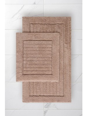 Cotto Home Lilly 2'li Pamuk Banyo Paspas Seti Yumuşak Dokulu Bej Yıkanabilir 60X100 + 60X50CM, LL004B
