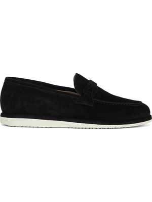Tergan Siyah Hakiki Süet Deri Erkek Loafer - E26I1AY57701-A01