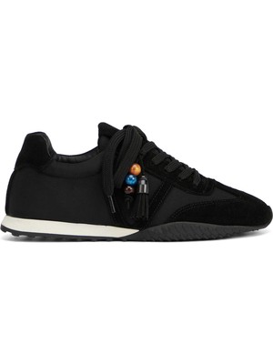 Tergan Siyah Deri-Tekstil Kadın Sneaker - K26I1AY68649-V1X