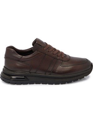 Tergan Kahverengi Deri - Tekstil Erkek Sneaker - E25S1AY57448-A24