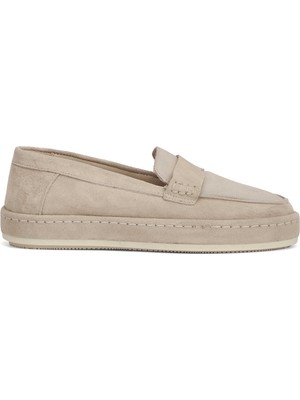 Tergan Bej Hakiki Süet Deri Kadın Loafer - K26I1AY68527-B79