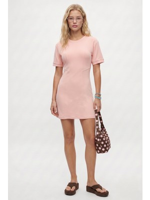 Ritnice Kadın New Mira %100 Pamuk Pembe Penye Elbise