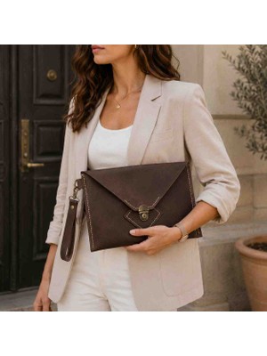 Arven Deri El Yapımı Hakiki Deri Mini Tablet Portföy Çanta – 17×25 cm Vintage Deri Clutch