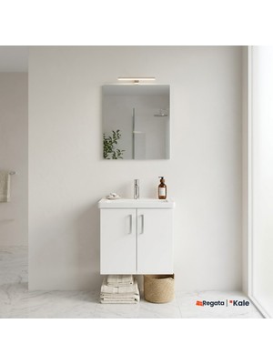 Kale Noah Beyaz 55 cm Alt Dolap, Lavabo ve Ayna Seti